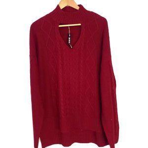 Moral Fiber NWT Womens Cable Knit Cut Out Neck Sweater